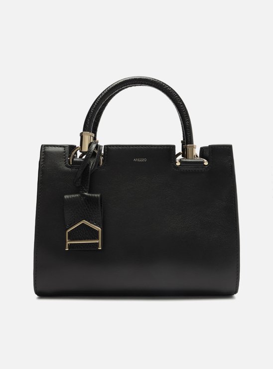 Bolsa Preta Tote Couro Abbraccio 