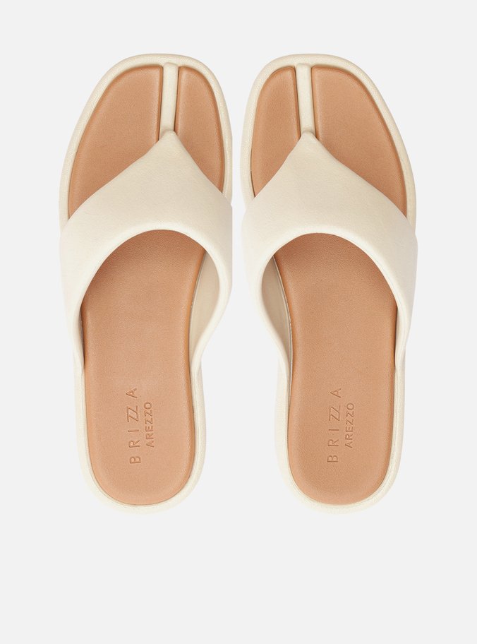 Sandália Branca Flatform Bicolor Tira