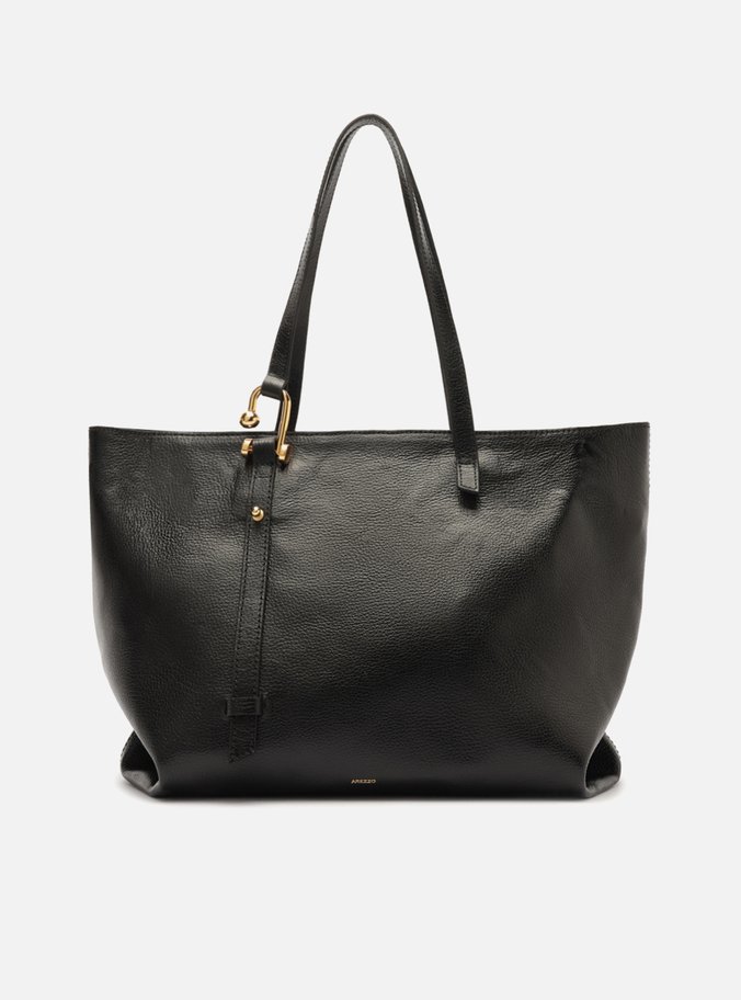 Bolsa Shopping Preta Couro Grande