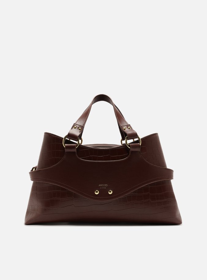 Bolsa Tote Vinho Grande Textura Croco