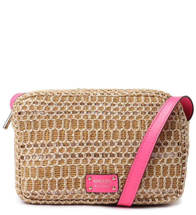 Bolsa Tiracolo Fibra Natural Milena Pequena Rosa