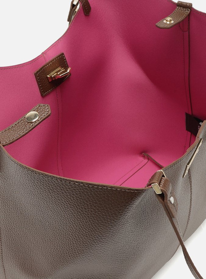 Bolsa Shopping Marrom Grande Encaixe Metal