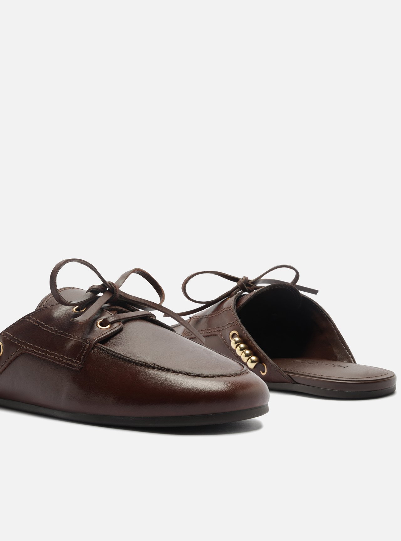 Mule Marrom Tiras Metais — foto 4
