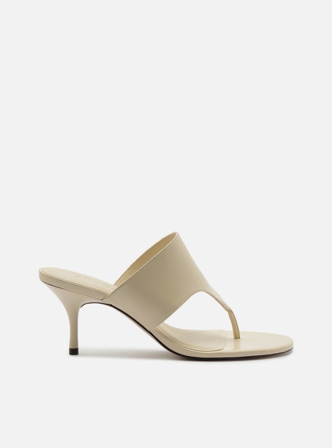 Tamanco Branco Couro Salto Fino