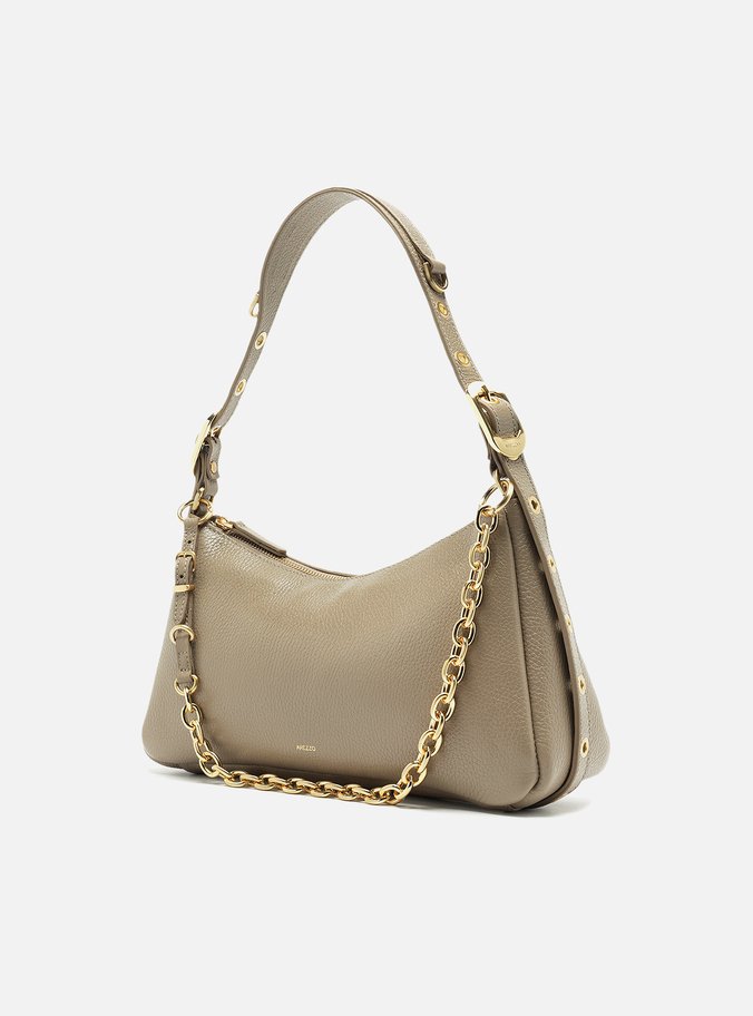 Bolsa Tiracolo Cinza Couro Média Bag Charm