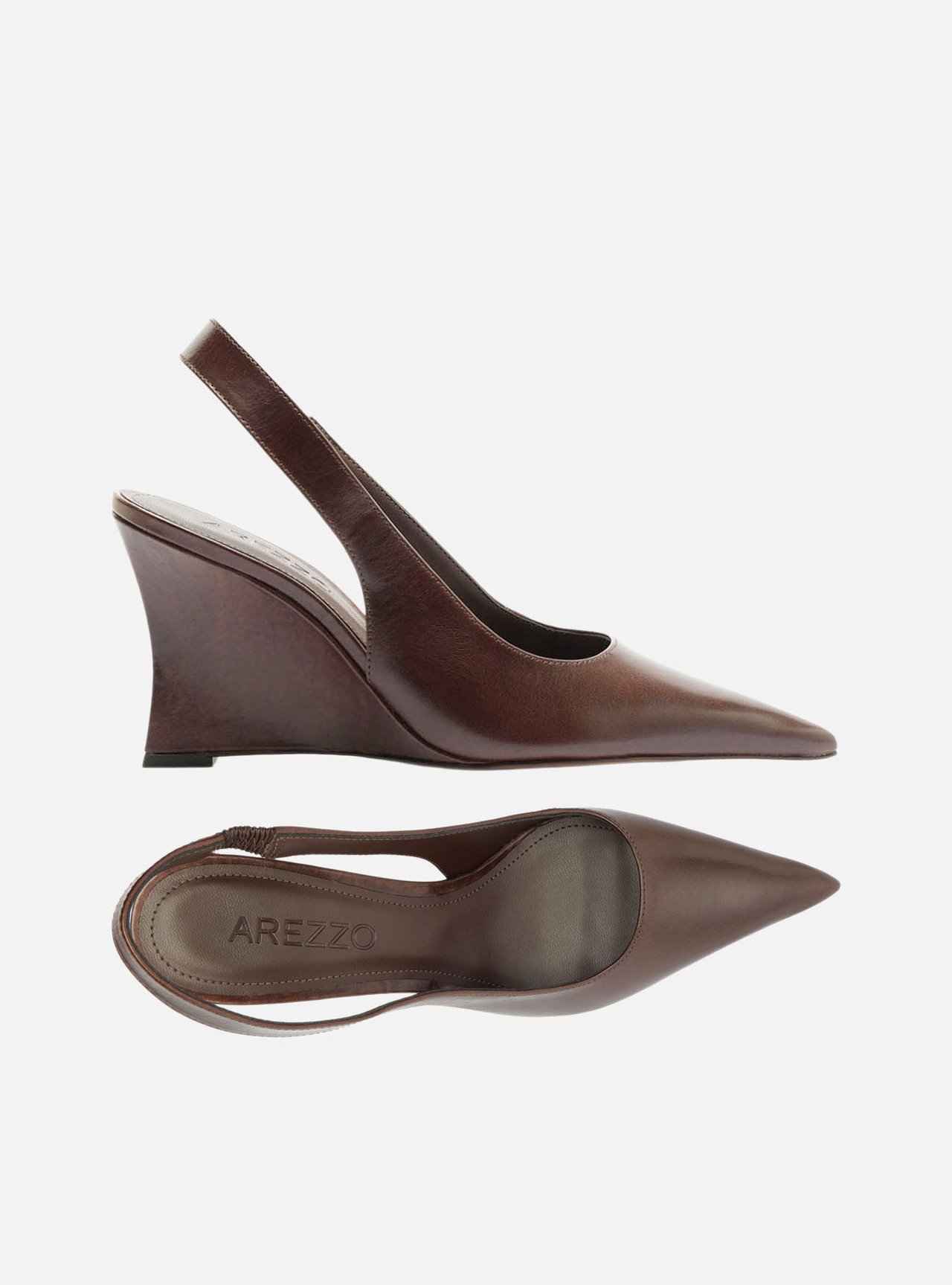 Scarpin Marrom Couro Anabela Slingback — foto 5