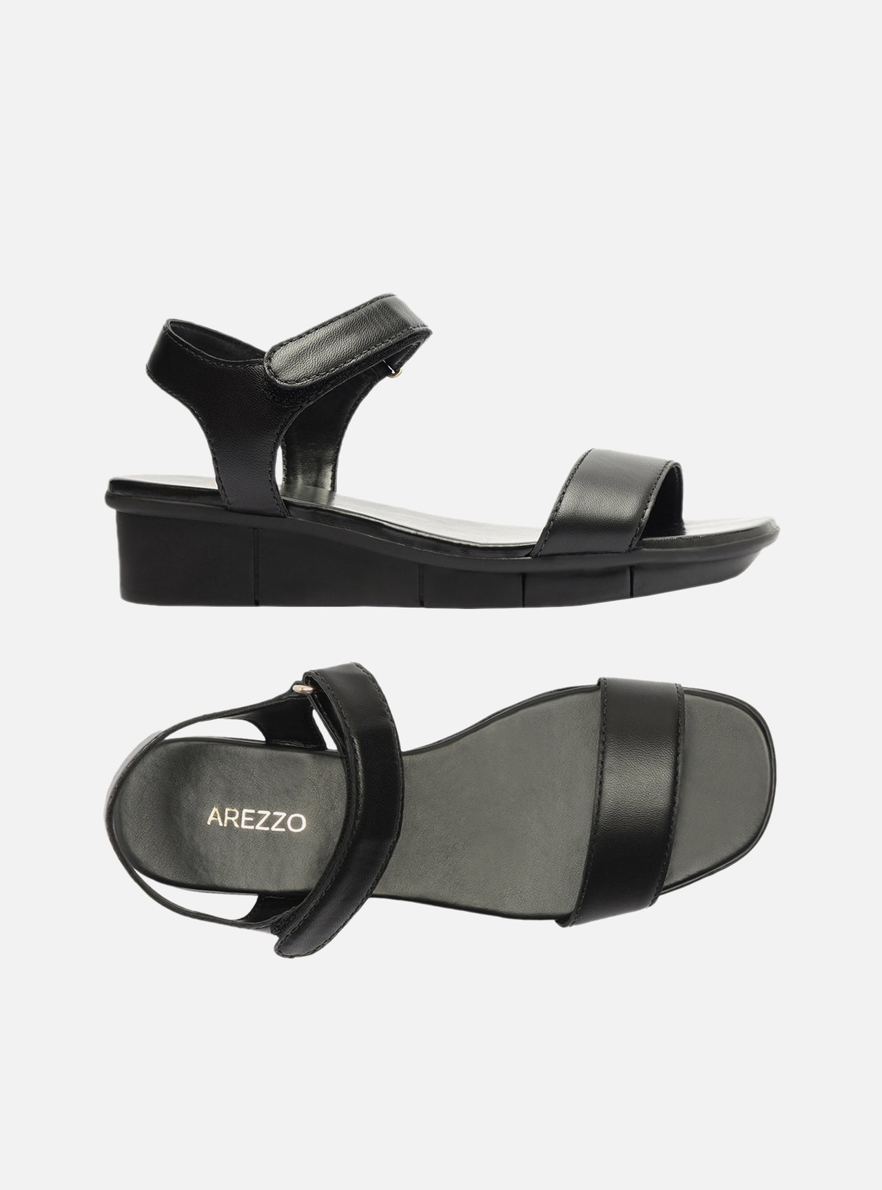 Sandália Preta Couro Flatform Comfort — foto 5