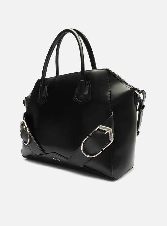 Bolsa Tote Preta Couro Grande Maxi Fivelas