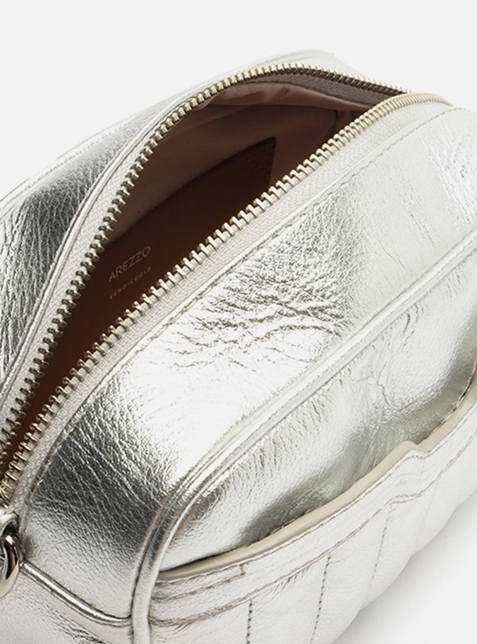 Bolsa Tiracolo Prateada Couro Francine Pequena