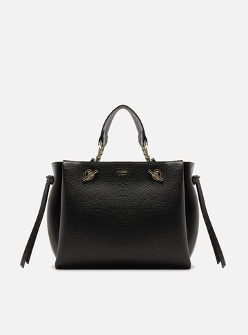 Bolsa Tote Preta Média Alças Correntes