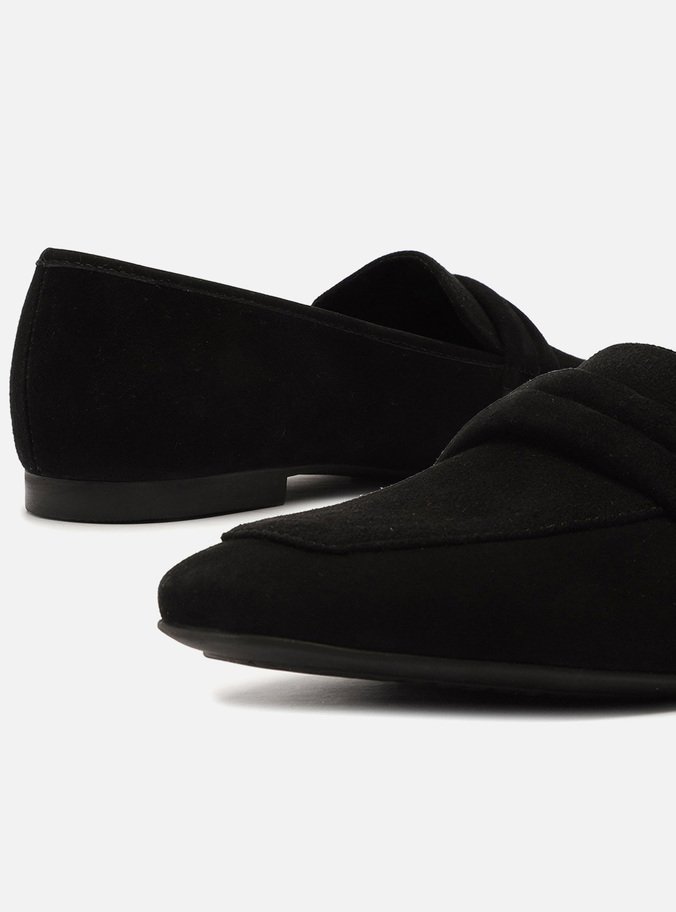 Mocassim Preto Nobuck Rasteiro