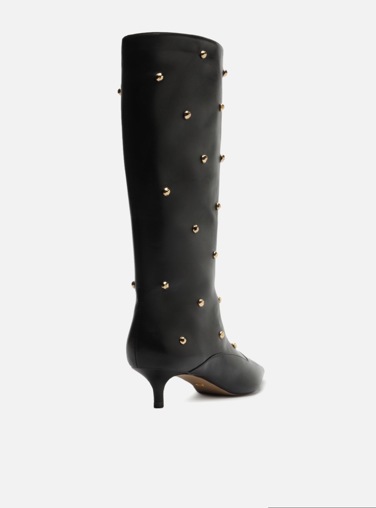 Bota Preta Couro Cano Médio Studs — foto 3