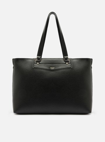 Bolsa Shopping Preta Grande Detalhe Moldura