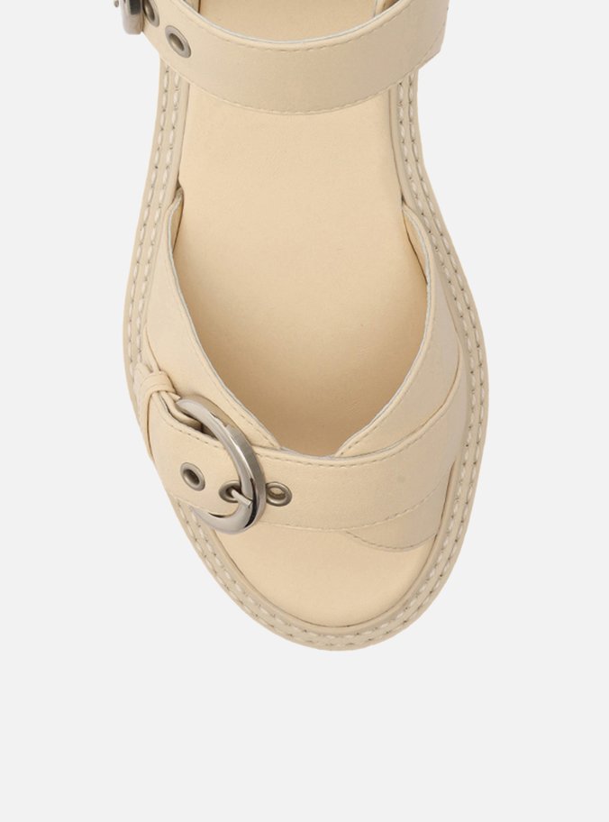 Papete Off-White Salto Baixo Tratorada Fivelas