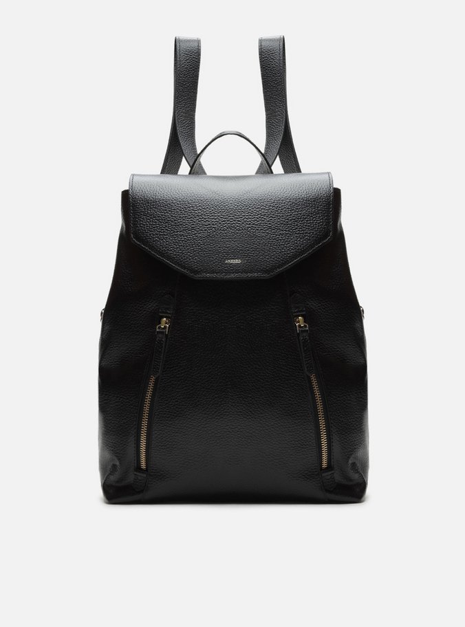 Mochila Preta Couro Grande Bolsos