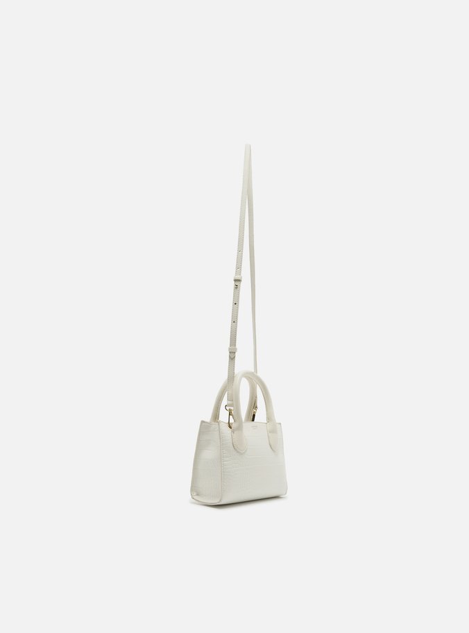 Bolsa Tote Branca Croco Pequena