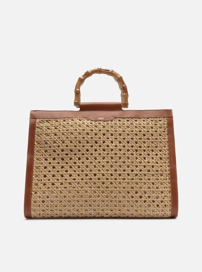 Bolsa Shopping Marrom Couro Palha Isla Grande