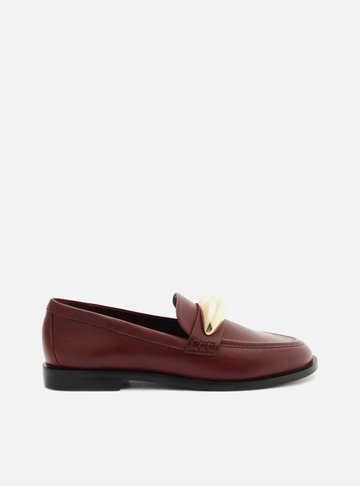 Mocassim Vermelho Couro Metal Bold Silvia Braz