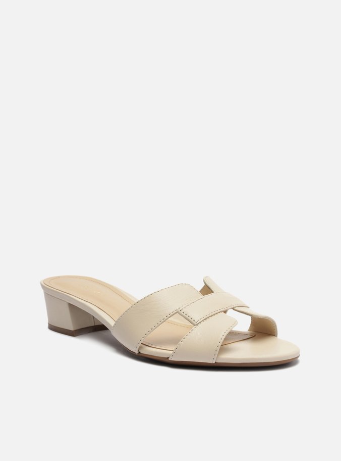 Mule Off White Couro Salto Bloco
