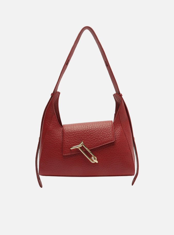 Bolsa Shoulder Vermelha Média Metais Dourados