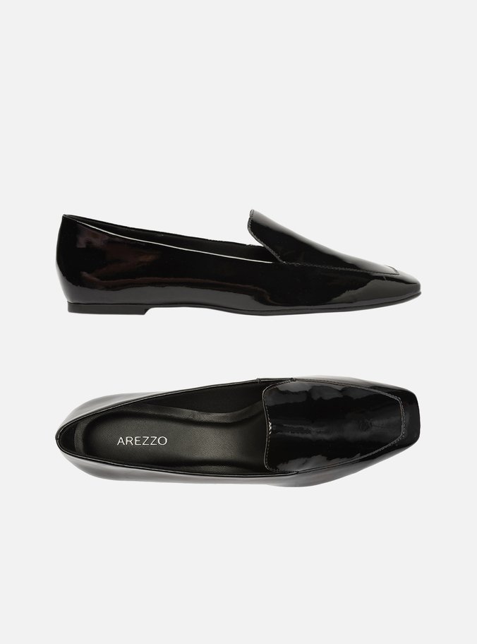 Mocassim Preto Verniz Bico Quadrado Easy
