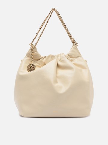 Arezzo — Bolsa Hobo Off White Couro Grande Alça Corrente