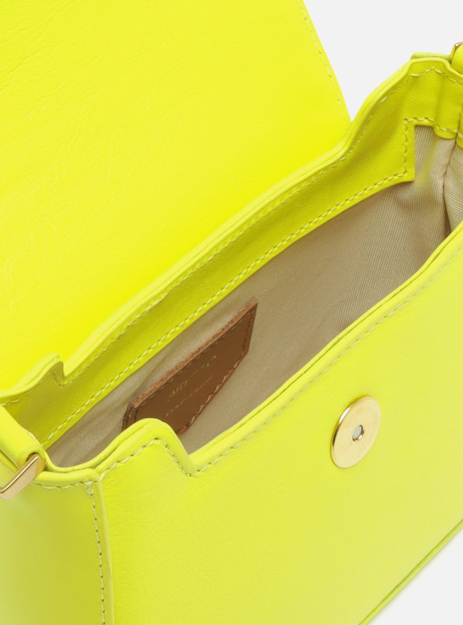 Bolsa Tiracolo Amarela Couro Limoncello Pequena