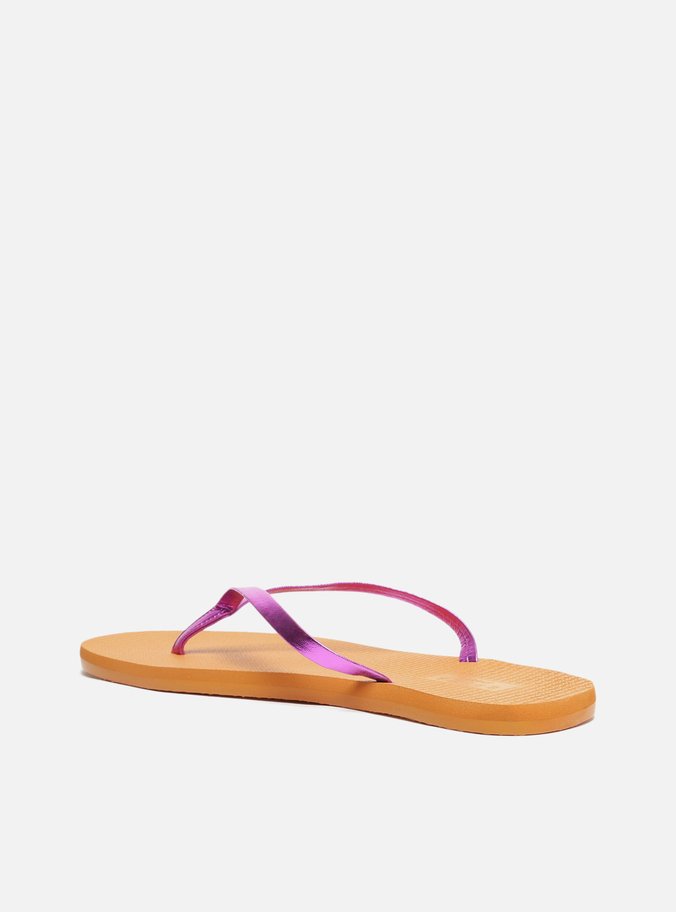 Chinelo de Dedo Laranja Tira Metalizada Rosa Brizza