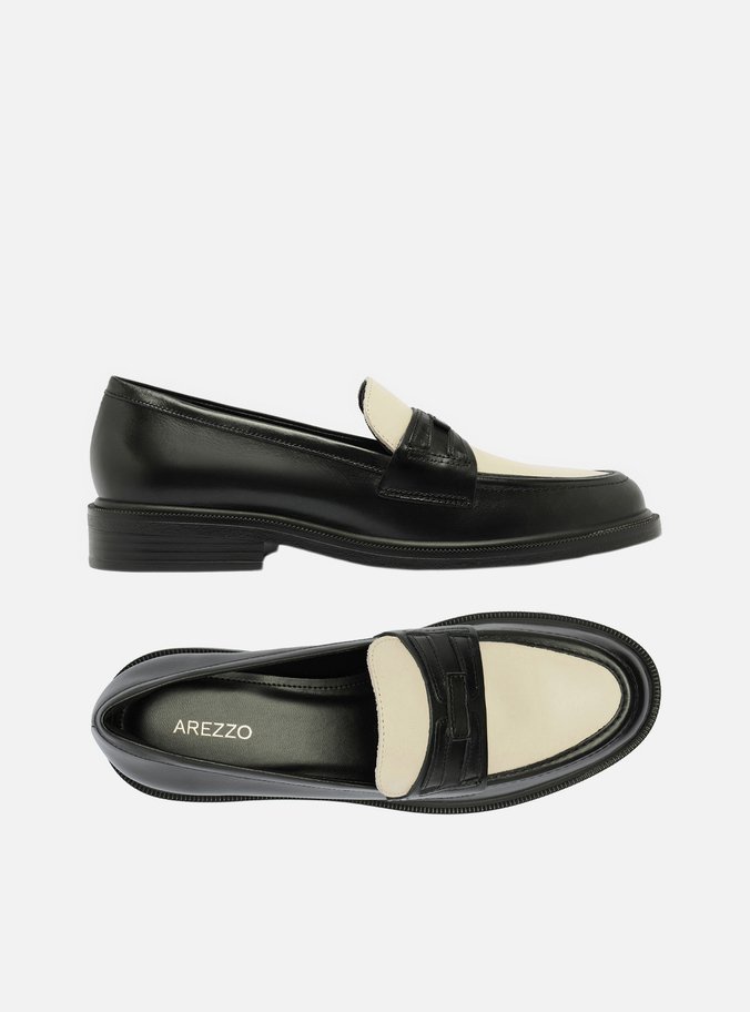 Mocassim Preto Couro Tira Branco