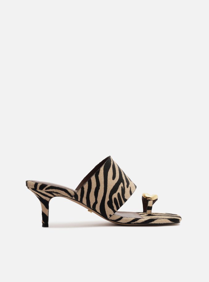 Sandália Animal Print Salto Fino Metal Bold