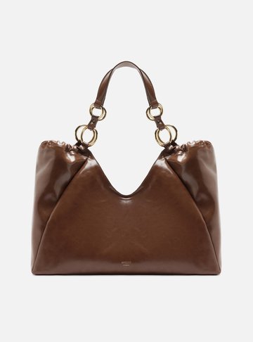 Bolsa Shopping Marrom Grande Argolas