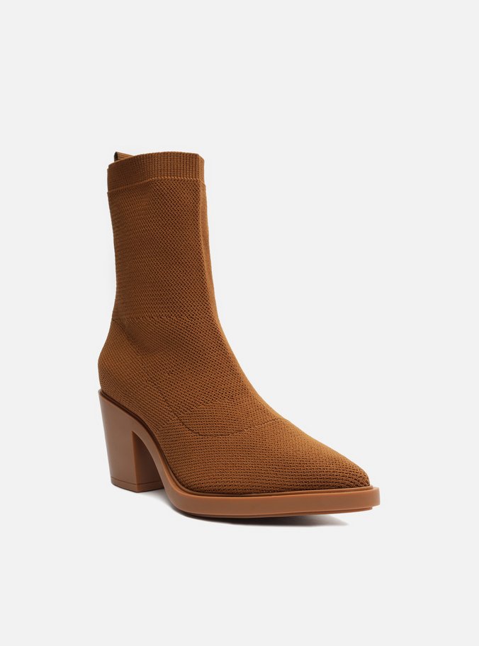 Bota Marrom Knit Cano Médio Western