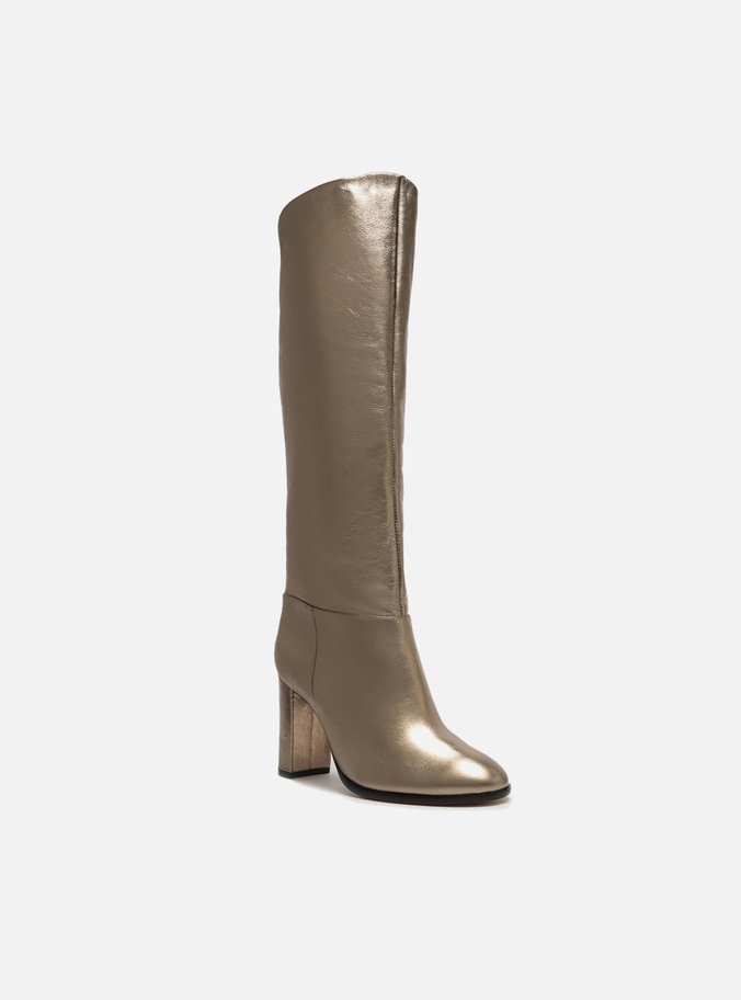 Bota Dourada Couro Cano Longo Hailey