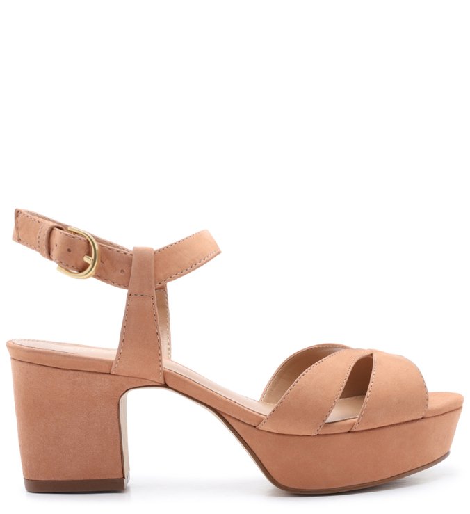 Sandália Nude Nobuck Meia Pata Bloco Pale Nut