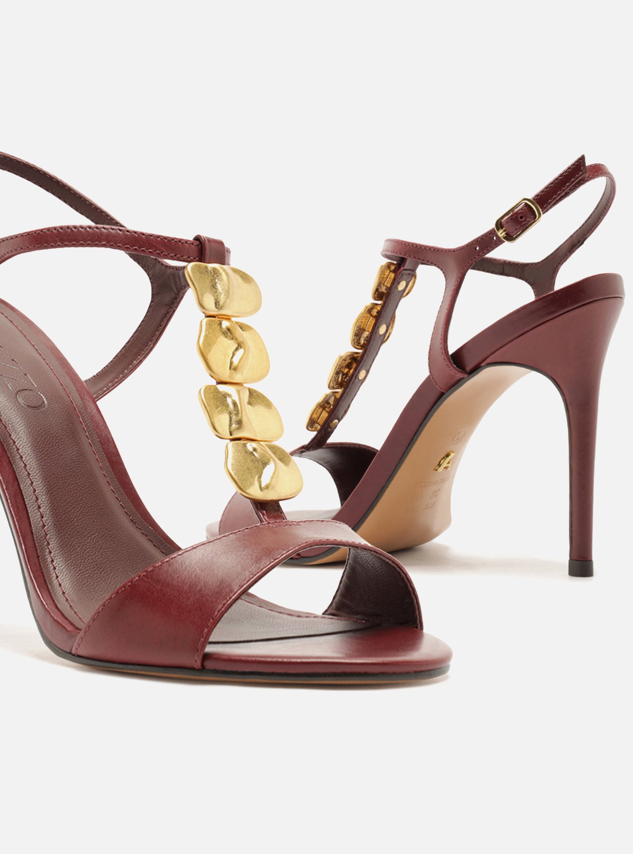 Sandália Vermelha Couro Slingback Salto Fino Metais — foto 4