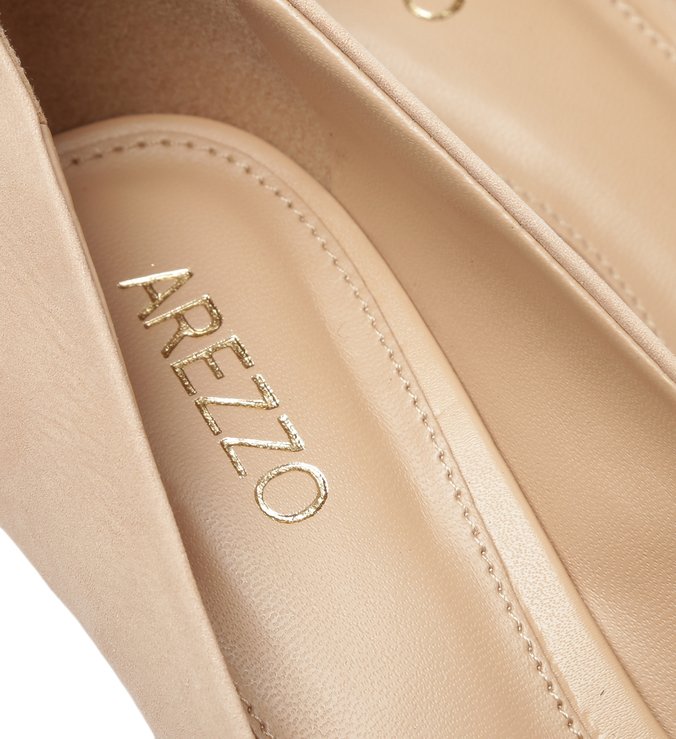 Scarpin Nude Nobuck Salto Baixo Fino