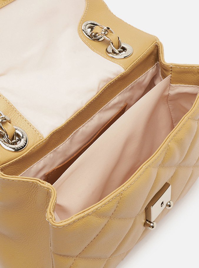 Bolsa Tiracolo Bege Couro Mizz Média