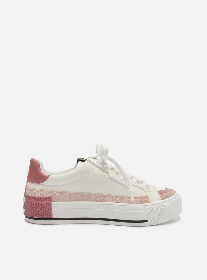 Tênis Branco Flatform Amarração Rosa