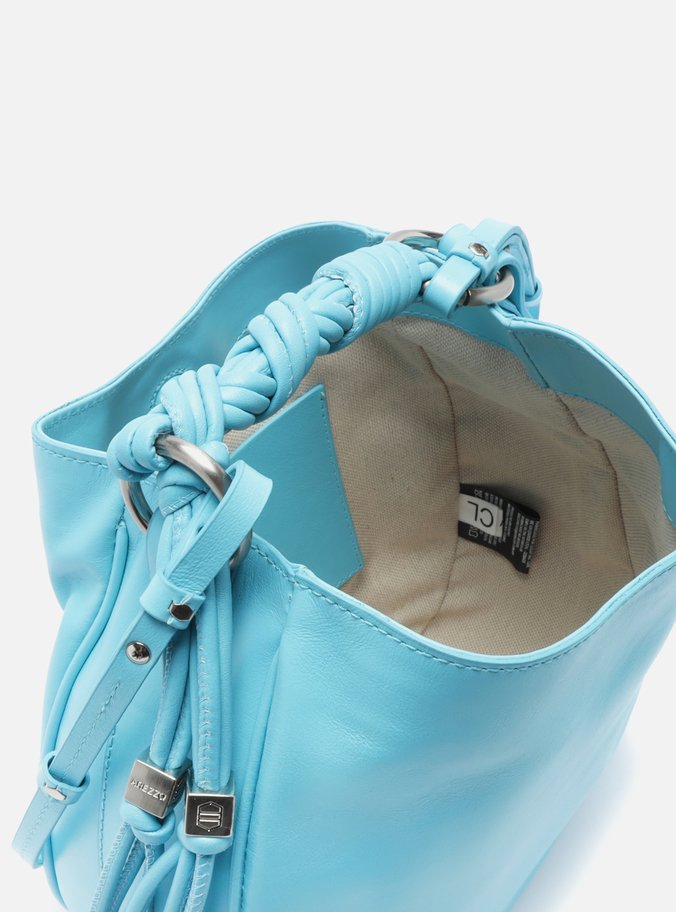 Bolsa Tiracolo Azul Couro Pequena Alça Torcidos
