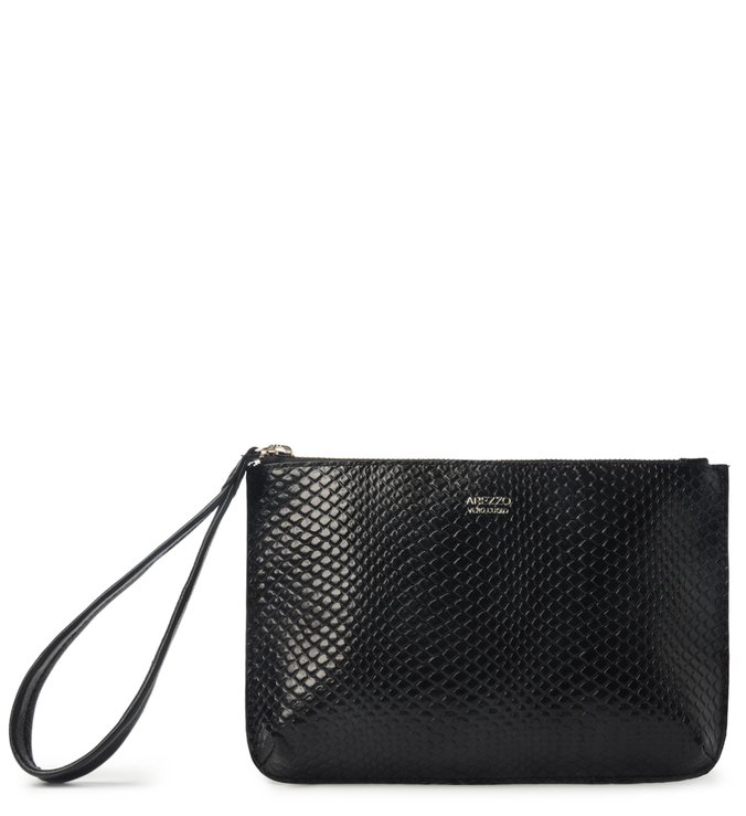 Clutch Preta Couro Skin Fio Al?a