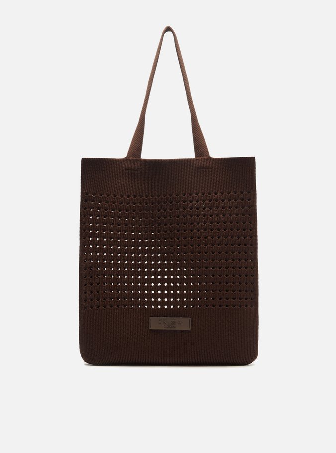 Bolsa Shopping Crochê Marrom Grande Brizza