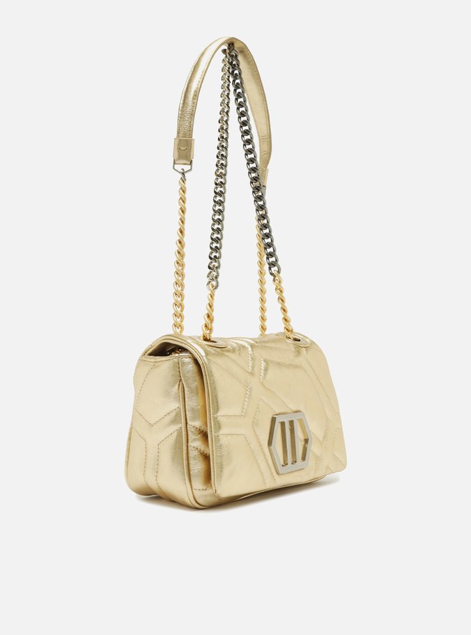 Bolsa Tiracolo Dourada Couro Emma Média