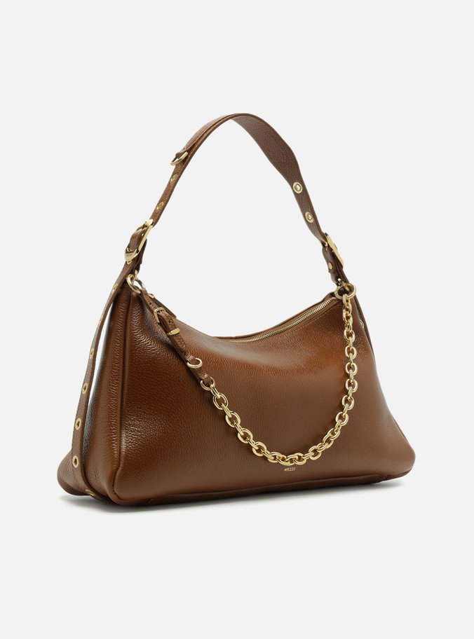Bolsa Tiracolo Marrom Couro Grande Bag Charm