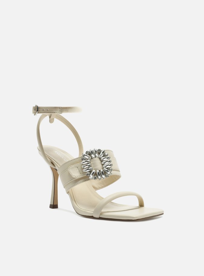 Sandália Off-White Salto Fino Fivela