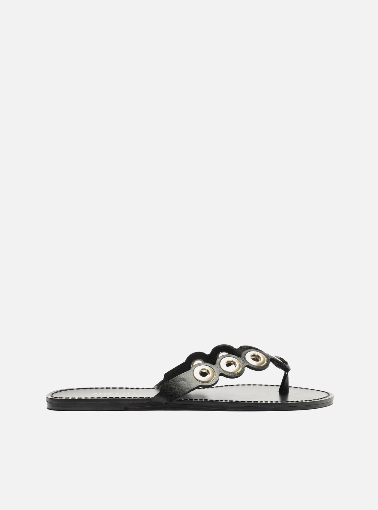 Rasteira Preta Bico Redondo Argolas — foto 1
