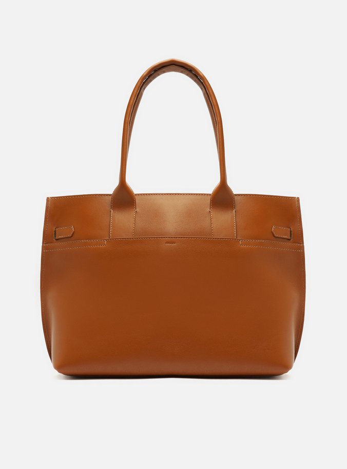 Bolsa Shopping Marrom Couro Grande Selaria Lenny