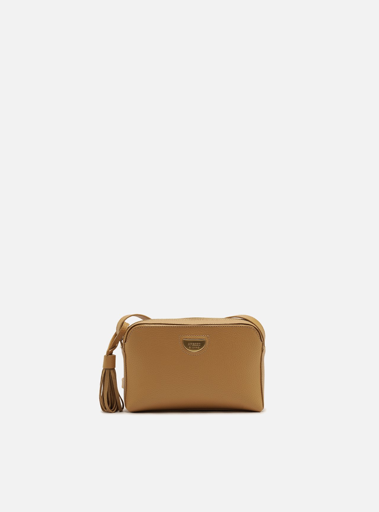 Bolsa Tiracolo Marrom Granulada Franja — foto 1