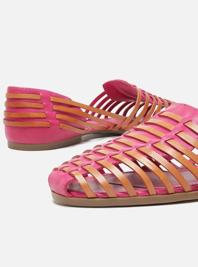 Sapatilha Rosa Couro Tiras Maia