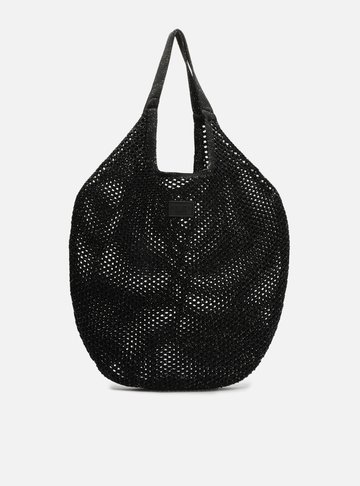 Bolsa Shopping Preta Crochê Mayra Glam Grande