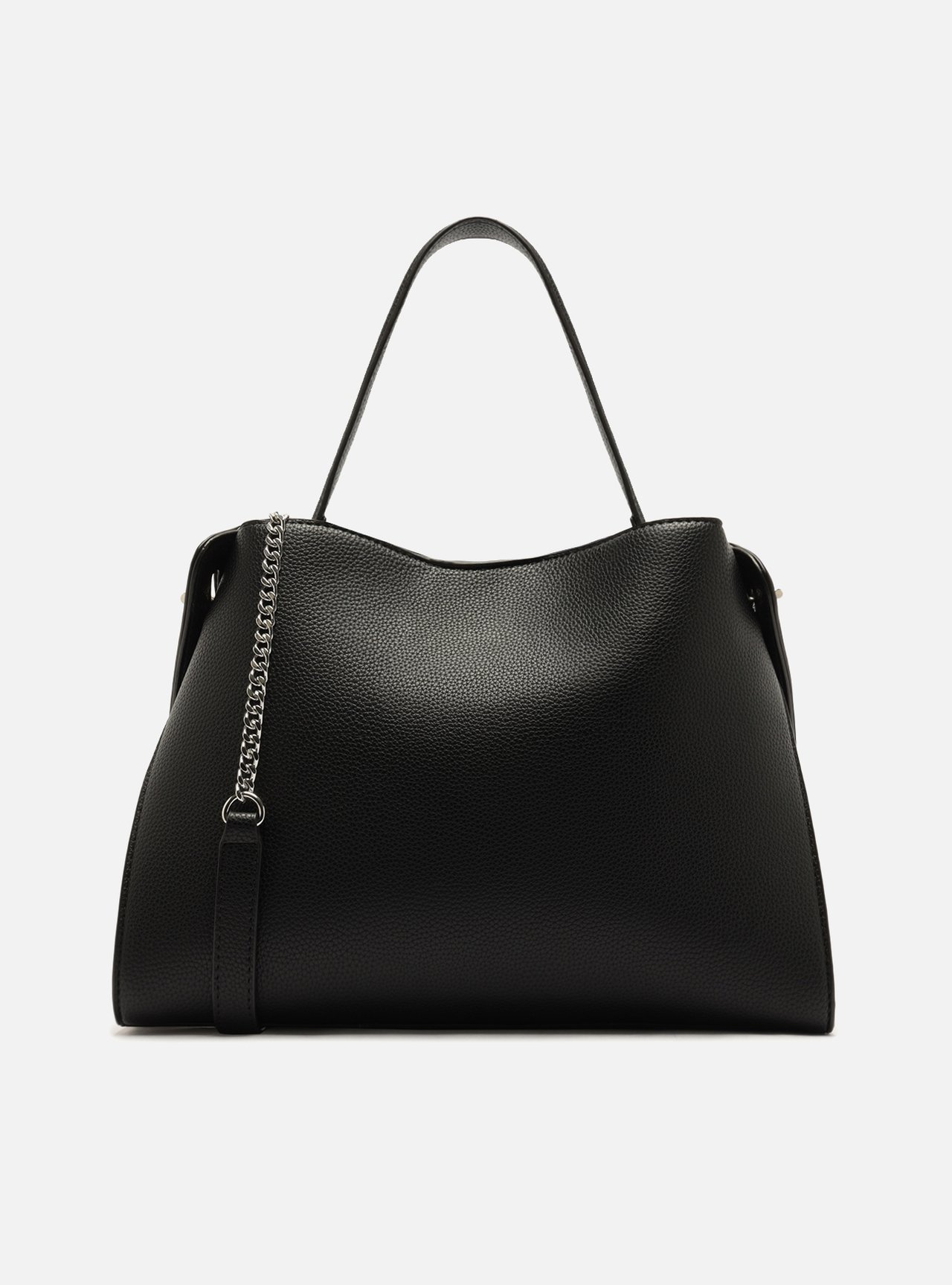 Bolsa Tote Preta Média Alça Corrente — foto 3